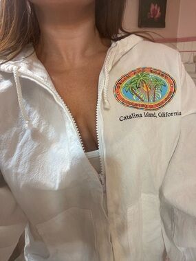 Catalina Island White Utility Zip-Up Hoodie Jacket